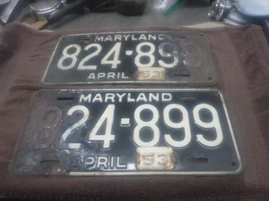 1953 Maryland Car License Plates Used 1 Pair - Picture 1 of 10