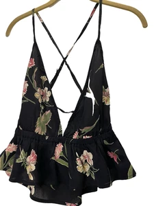 Flynn Skye Top Made Venice Beach USA 1005 Viskose schwarz geblümt - Bild 1 von 8