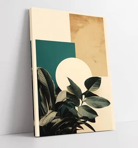BOHO PLANT MINIMALIST GEOMETRIC HOME DECOR DEEP FRAMED CANVAS WALL ART PRINT - Picture 1 of 2