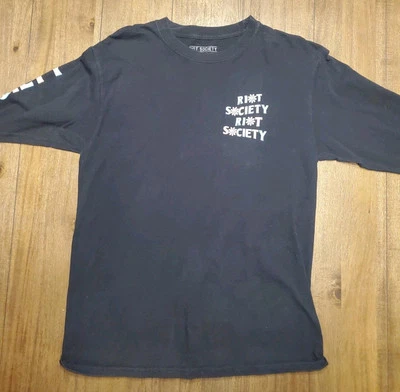Riot Society Flowers Peace Graphic Long Sleeve Print T-shirt Black Mens Size M - Image 1 of 4