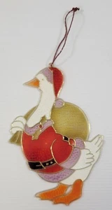Vintage Santa Claus Goose Plastic Sun Catcher Christmas Window Decoration - Picture 1 of 7