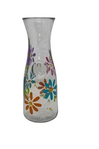 Jarra de vidrio pintada a mano diseño floral margarita medio litro ancla en cuclillas - Imagen 1 de 8