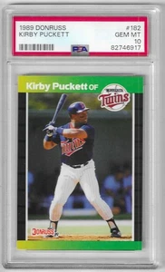 1989 Donruss Kirby Puckett #182 PSA 10 Gem Mint Baseballkarte. - Bild 1 von 1
