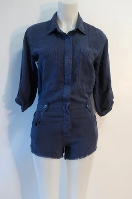 Nuevo con etiquetas Pantalones Cortos Mameluco Mujer YFB Young Fabulous and Broke Azul Índigo Lino Rayón XS Foto 1 de 4