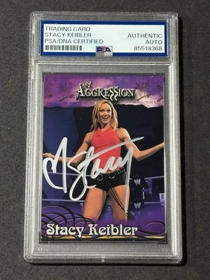 STACY KEIBLER 2003 FLEER WWE AGGRESSION SIGNED AUTOGRAPHED CARD PSA/DNA - Image 1 of 2