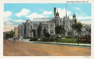 JOLIET IL JOLIET HIGH SCHOOL VINTAGE LINEN POSTCARD 1930s 092225 U - Picture 1 of 2