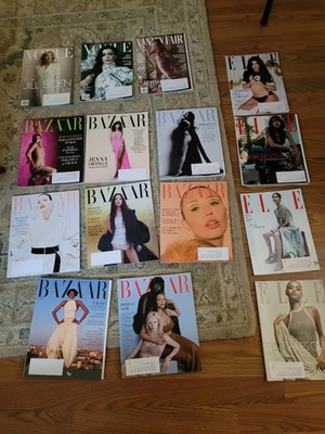 Lot 19 Fashion Magazines  9 Harper's Bazaar  5 Elle 3  Vogue 1 VF 1 Town - Image 1 of 2