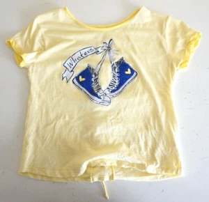 JUSTICE GIRLS WHATEVS SHORT SLEEVE T-SHIRT YELLOW SIZE 12 READ AD! - Picture 1 of 3