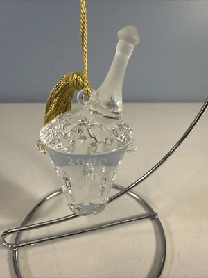 Gorham 2000 Millennium 3.5" Cristal Champán Cubo de Hielo Adorno de Navidad con Caja Foto 1 de 4