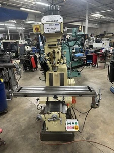 3 HP MICROCUT 1050 VERTICAL RAM KNEE MILL DIGITAL READOUT 10" X 50" TABLE *Video - Picture 1 of 19