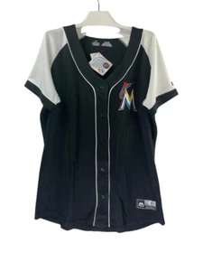 Majestic Women's Miami Marlins V-Neck Jersey, Black/White, X-Large - Picture 1 of 10