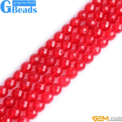 Cuentas sueltas redondas facetadas de jade rojo con piedras preciosas para hacer joyas 15" 8 mm 10 mm Foto 1 de 4