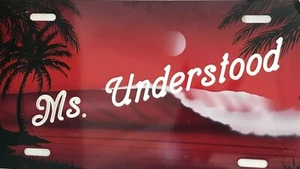Placa de tocador personalizada con licencia personalizada Red Palm Tree Wave grabado etiqueta de automóvil - Imagen 1 de 8