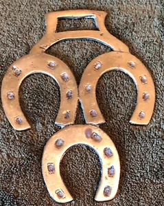 Decorazione imbracatura ottone 3 ferro di cavallo - Foto 1 di 2