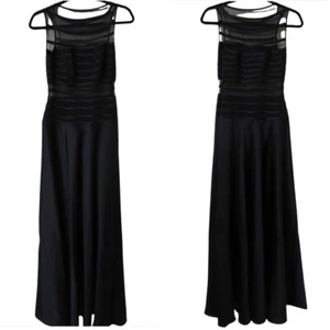 JS Collections Dress Womens Drop Waist Sheer Stripe Formal Prom Satin Black Tie - Picture 1 of 14