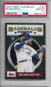 2020 Topps Finest Flashbacks Bo Bichette Rookie #190 PSA 10 Gem Mint Blue Jays - Picture 1 of 2
