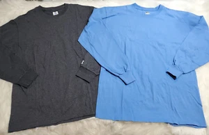 Russell Boys Size Medium Long Sleeve Activewear Shirt Set of 2 Gray Blue FFF-25 - Picture 1 of 8