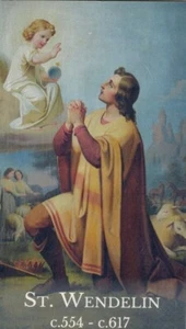 Saint Wendelin with Prayer (2" x 3 1/2") Heavy Paperstock Holy Card - Picture 1 of 2