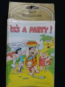 Vintage Flintstones Party Invitations NEW 8 Cards / Envelopes - Picture 1 of 2