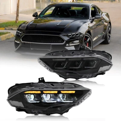 LED Headlights For Ford Mustang 2018-2023 Triple Beams DRL Head Lamps Assembly - Изображение 1 из 4