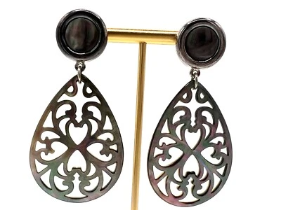 Pendientes perforadores colgantes grandes de plata de ley Simon Sebbag EC109B/BTPBS Foto 1 de 4