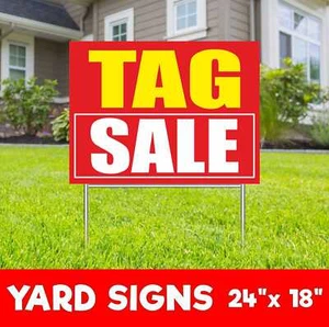 TAG SALE Yard Sign Corrugate Plastic with H-Stakes Discount Clearance Big Save - Picture 1 of 3