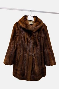 Hudson's Bay Company Striped Beaver Fur Car Coat - Bild 1 von 12