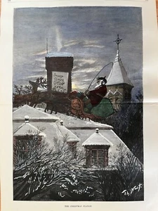 1885 THOMAS NAST CHRISTMAS HARPER’S YOUNG PEOPLE  HAND COLORED 15”x 11”. - Picture 1 of 4
