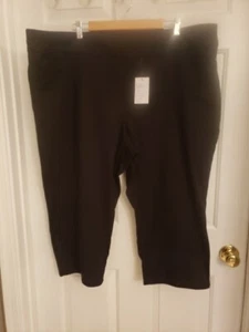 NWT Croft & Barrow Black Spandex Stretch Women’s Pull on Capri Pants Size 24W - Picture 1 of 15