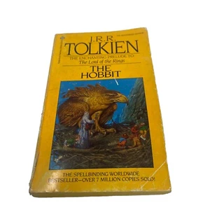 TOLKIEN ~ THE HOBBIT 1984 Orange Vintage Paperback Book Ballantine - Foto 1 di 11