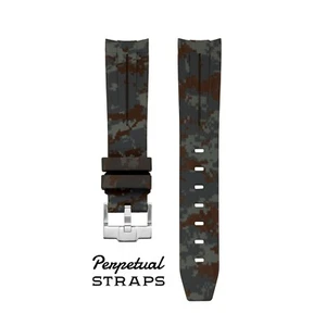 DIGITAL BROWN - CAMO RUBBER WATCH STRAP for Omega Swatch Speedmaster MoonSwatch - Picture 1 of 3