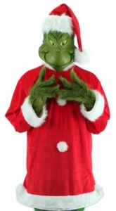 Dr Seuss The Grinch Santa Costume Dlx with Mask Hat Gloves Adult L XL LICENSED - Picture 1 of 8