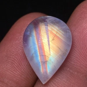 AAAAA Quality Natural Rainbow Moonstone Multi Flashy Fire Pear Shape 13.5x18 MM - Picture 1 of 19