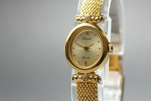 Near Mint Orient A055Z3-30 Gold Plated Bracelet 19mm Quartz Ladies Watch JAPAN - Bild 1 von 10