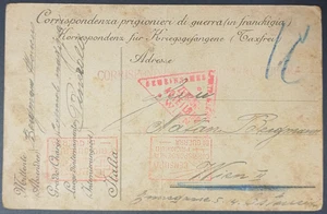 WW1 POW Postcard 1916 Vienna Censor Red Triangle Italy Austria Prisoner Mail - Picture 1 of 2