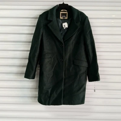 Sam Edelman Womens Wool Blend Coat Plus XXL Green Winter Overcoat Classic Grunge - Image 1 of 4