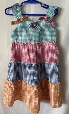 Blueberi Boulevard Multi Niveles Con Lazos Solero Niñas Talla 5 100% Algodón Usado en Excelente Condición Foto 1 de 4