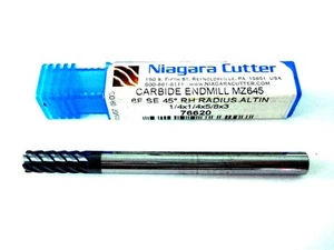 NIAGARA Carbide Corner Radius End Mill 1/4" 6FL AlTiN 0.020" Radius 76620 - Picture 1 of 1