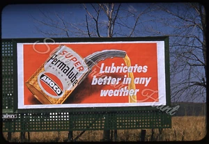 Amoco Oil Permalube Gas Billboard Sign 35mm Slide 1950s Red Border Kodachrome - Picture 1 of 3