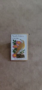 North Dakota USA 20 cents Postage Stamp Pin. Western Meadowlark Bird USPS (JP164 - Picture 1 of 1