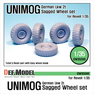 DEF.MODEL,DW35046, German UNIMOG Lkw 2T Truck Sagged Wheel set (for Revel), 1:35 - Picture 1 of 5