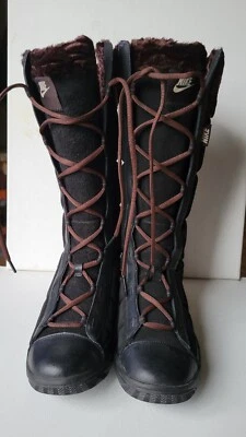 耐克冬季高帮运动鞋靴黑色系带鞋罕见 317245-021 女式 9 码 — 第 1/4 张图片