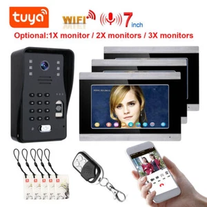 Video Doorbell Intercom 7 Inch Fingerprint WIFI RFID TUYA Unlocking Recording - Picture 1 of 15