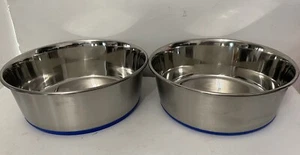 Set Of 2 OurPets DuraPet Stainless Steel Non-Slip Pet Food / Water Bowl / 8 Cups - Picture 1 of 4