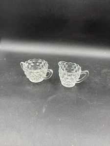 Vintage Fostoria American Glass Cubist Tea Cream and Sugar Set Rare small size - Picture 1 of 5
