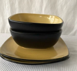CORELLE HEARTHSTONE Stoneware Soup/Cereal Bowls & Salad Plates. Set of Two. - Picture 1 of 8