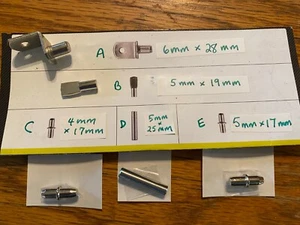 Mix Match 4 - 6 mm Shelf Support Pin Peg Cabinet Holder Nickel plated set of (4) - Picture 1 of 4