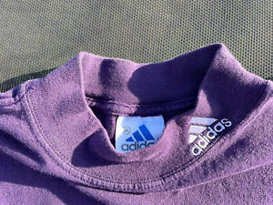 Vintage Adidas Mock Neck Shirt XXL Purple Logo Embroidered 