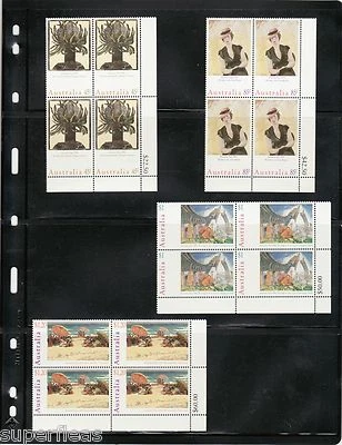 1996 Australia Day Sc# 1573-76 - Paintings, Art & Artists - 4 MNH corner blocks - Image 1 of 4