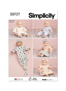 SIMPLICITY 9727 DOLL CLOTHES Sewing Pattern 15" 38cms Pants Skirt Dress - Picture 1 of 7